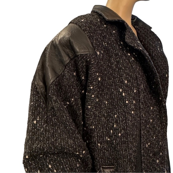 Vintage Maggie Lawrence Wool Tweed and Leather Bomber - Picture 2 of 6